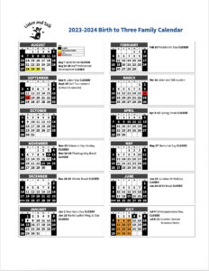 2023-2024 Birth-to-Three Family Calendar PDF Screenshot
