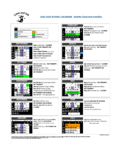 2024-2025 Listen and Talk Seattle Classroom Calendar