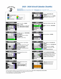 Listen and Talk 2025-2026 School Calendar Seattle