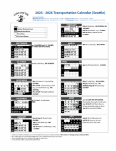 Listen and Talk 2025-2026 Transportation Calendar
